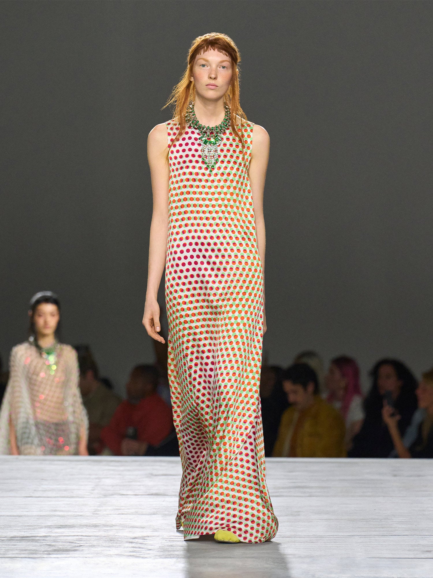 dries van noten dress Vintage 90s Cotton Satin Stripe Size 42 dots printed throughout V Livia in the Dries Van