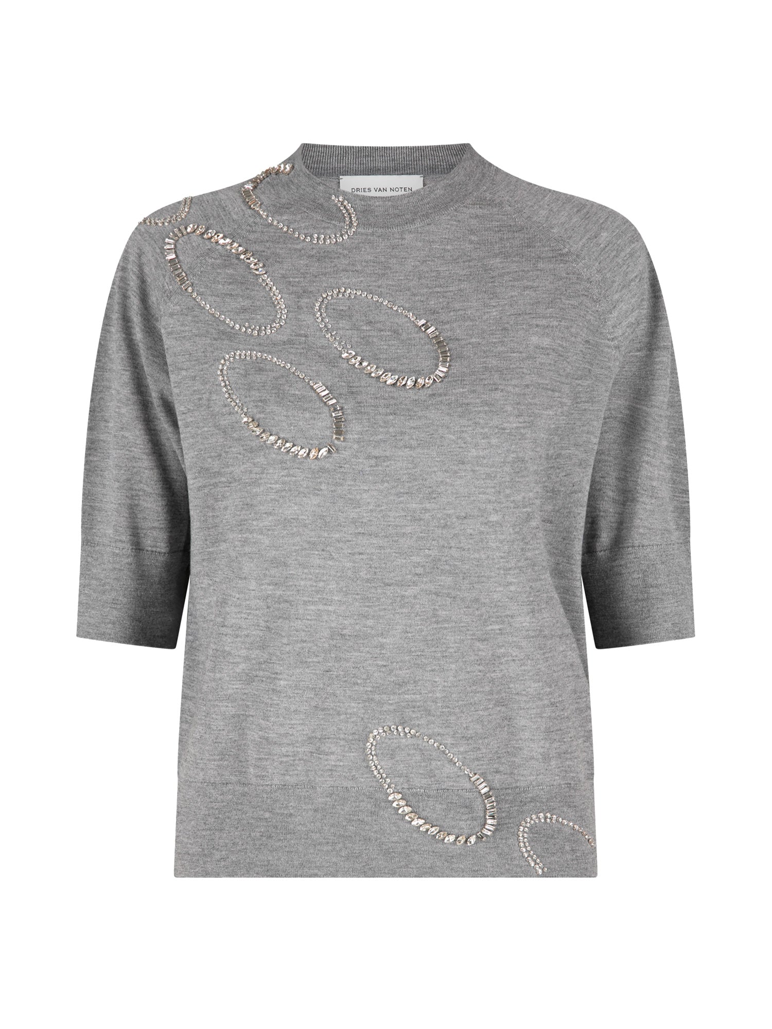 Tuan Embellished Merino Wool Short-Sleeve Sweater