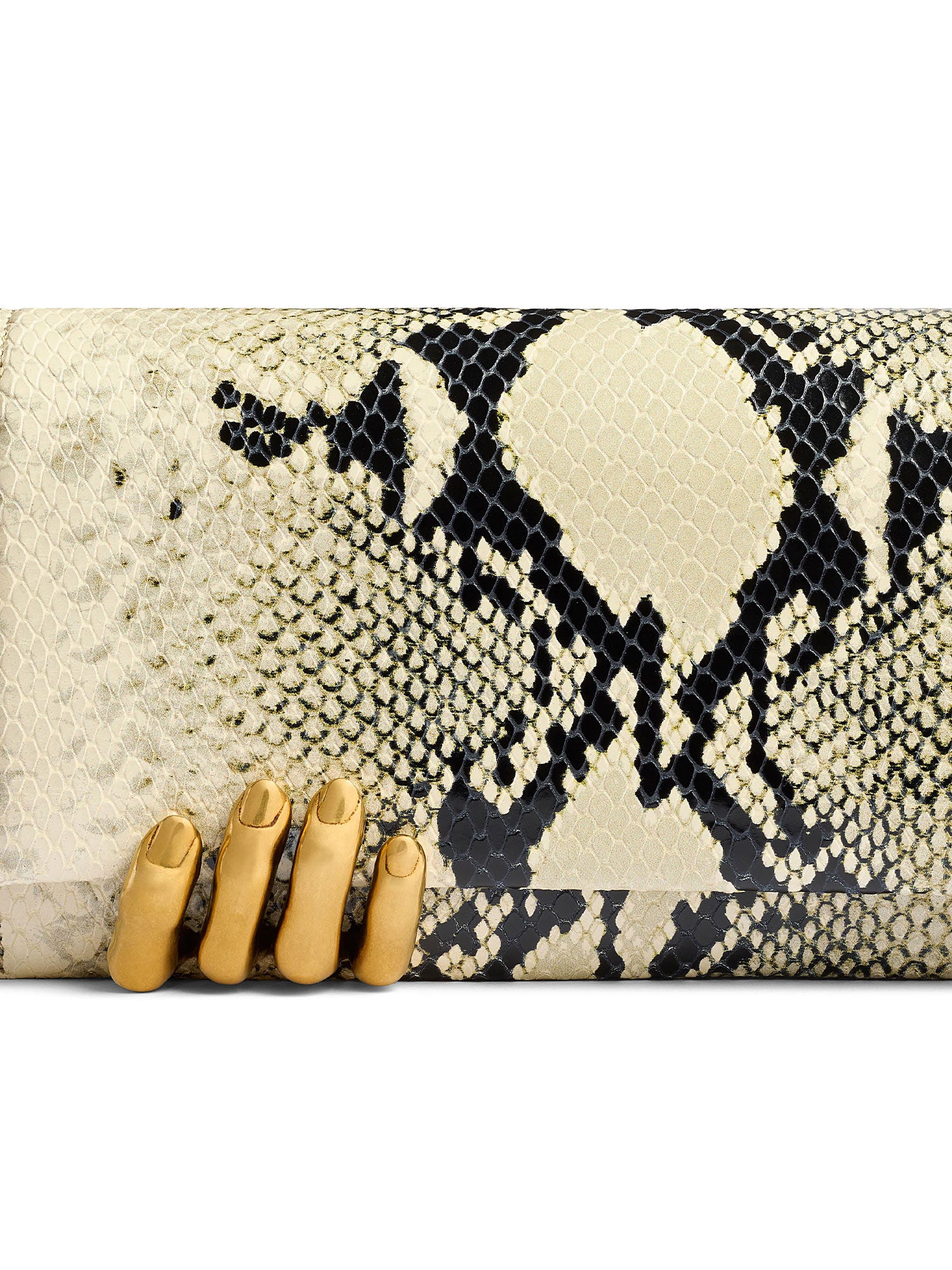 Python-Embossed Sculpted Hand Clutch