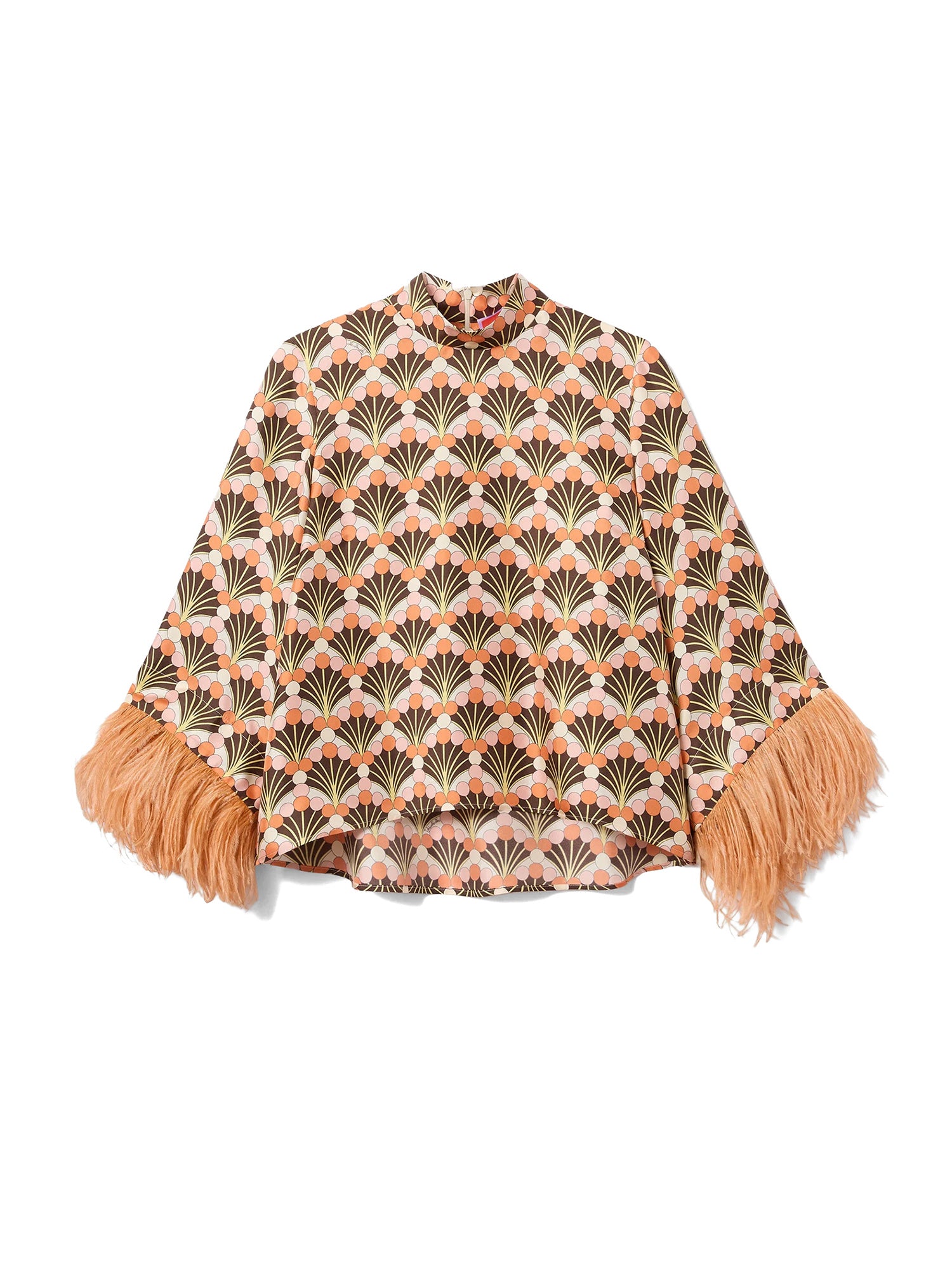 Silk Twill Make An Exit Top with Feathers