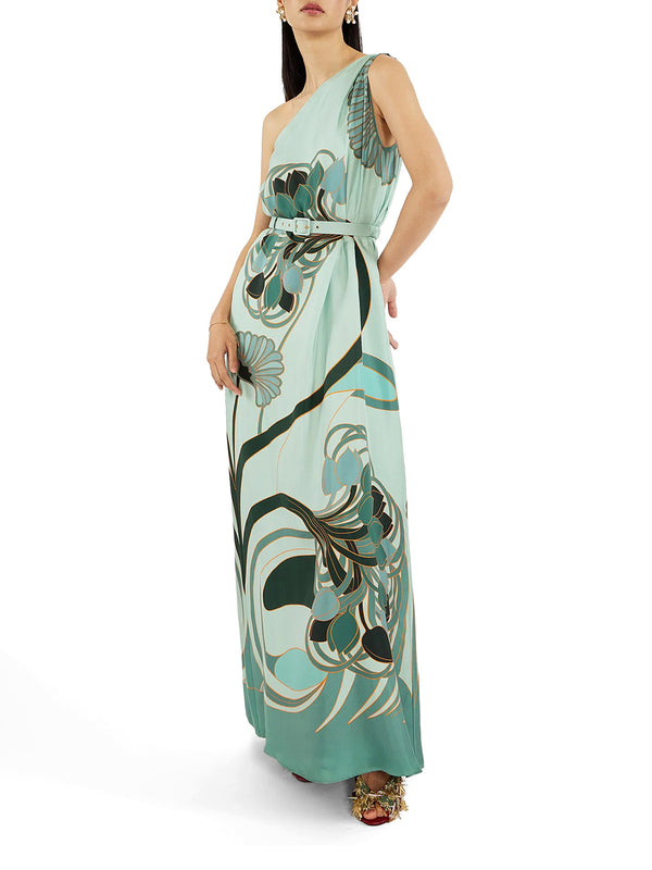 Roy One-Shoulder Silk Maxi Dress