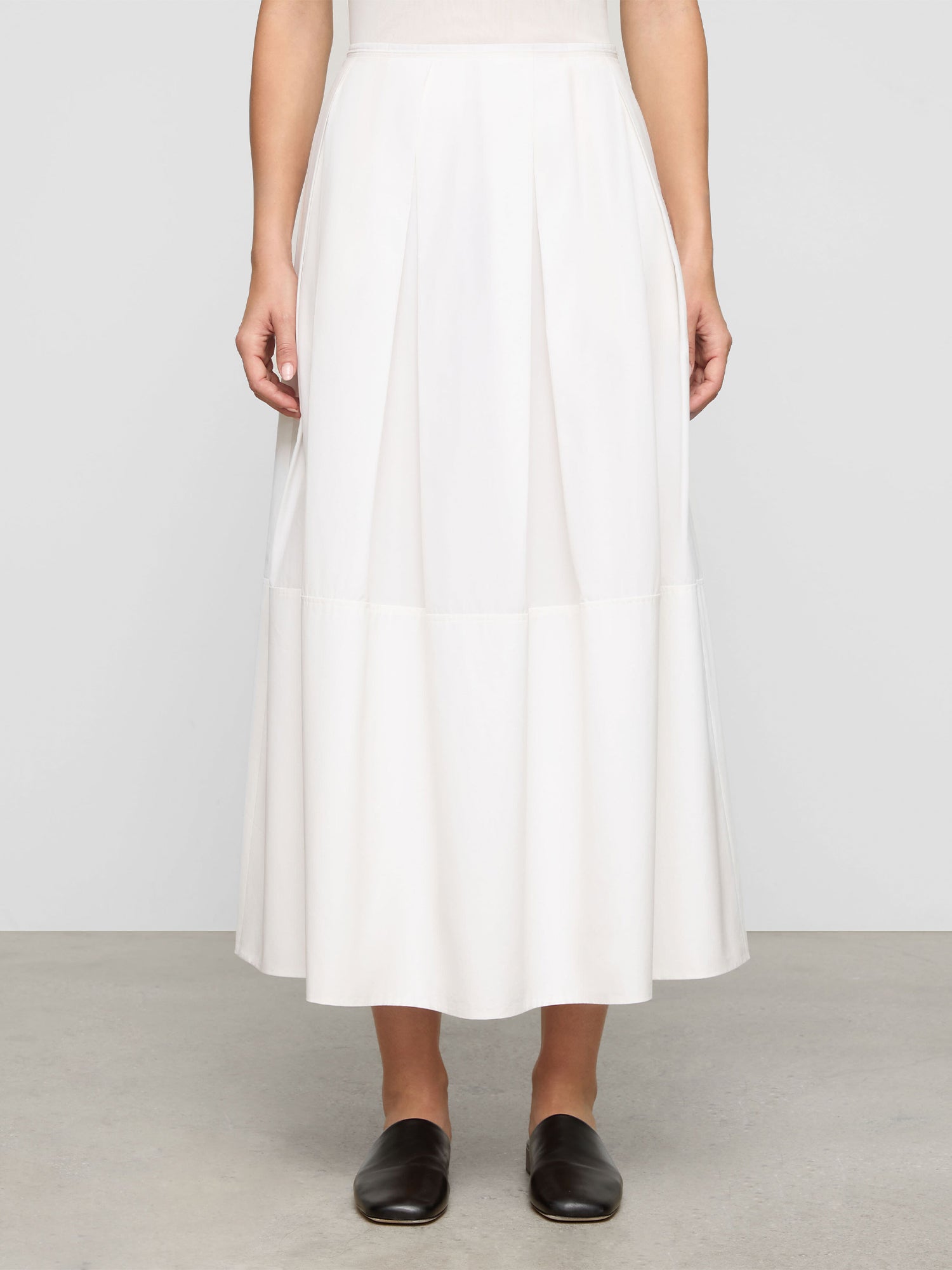 Inverted Pleat Cotton Maxi Skirt