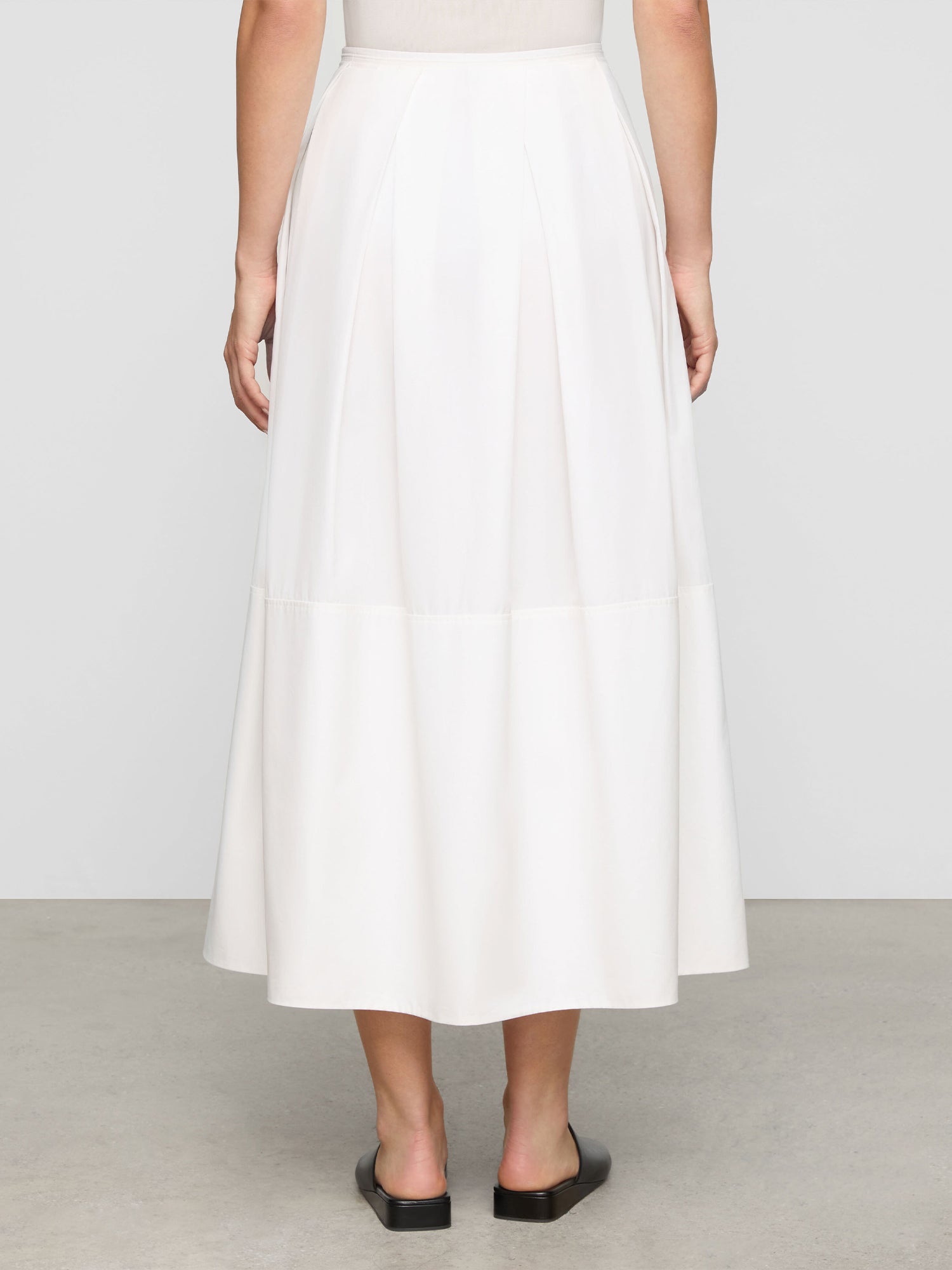 Inverted Pleat Cotton Maxi Skirt