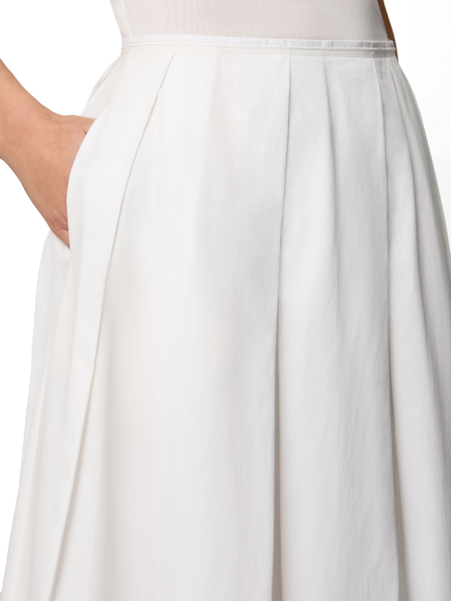 Inverted Pleat Cotton Maxi Skirt