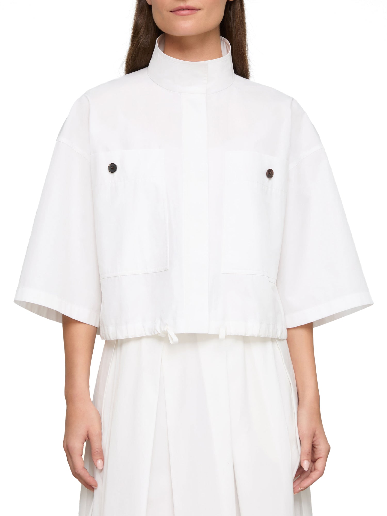Short-Sleeve Oversized Cotton Shirt Jacket