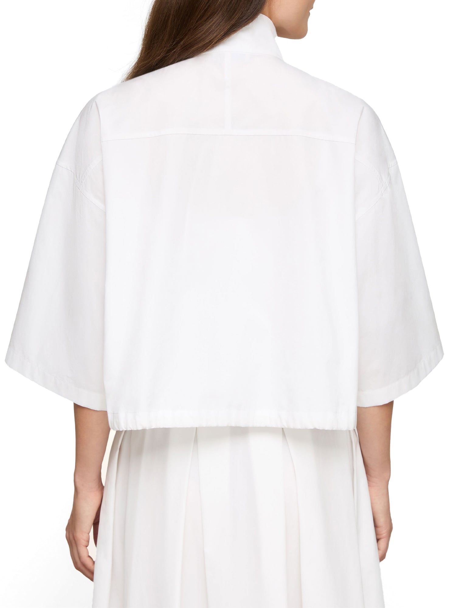 Short-Sleeve Oversized Cotton Shirt Jacket