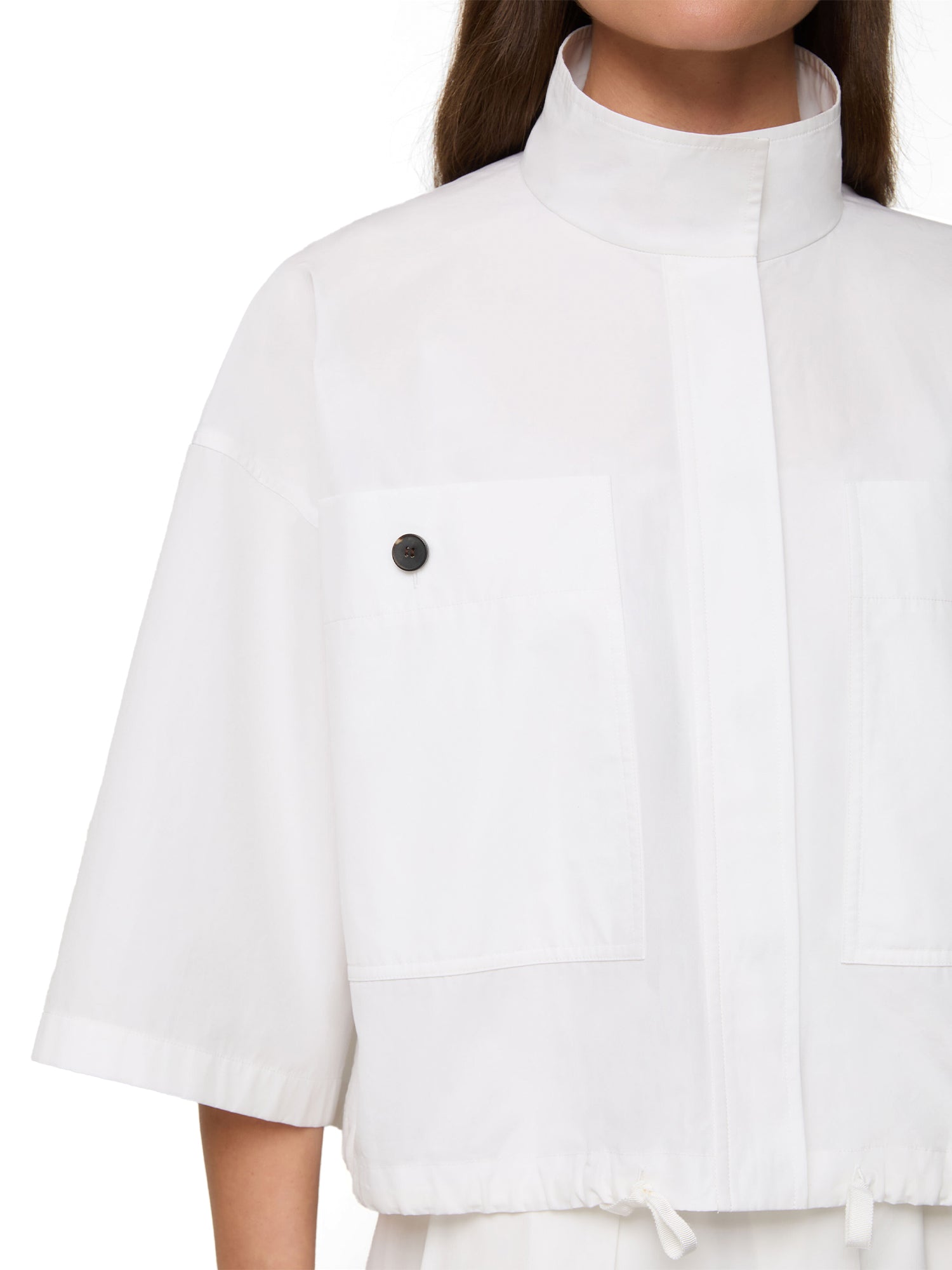 Short-Sleeve Oversized Cotton Shirt Jacket