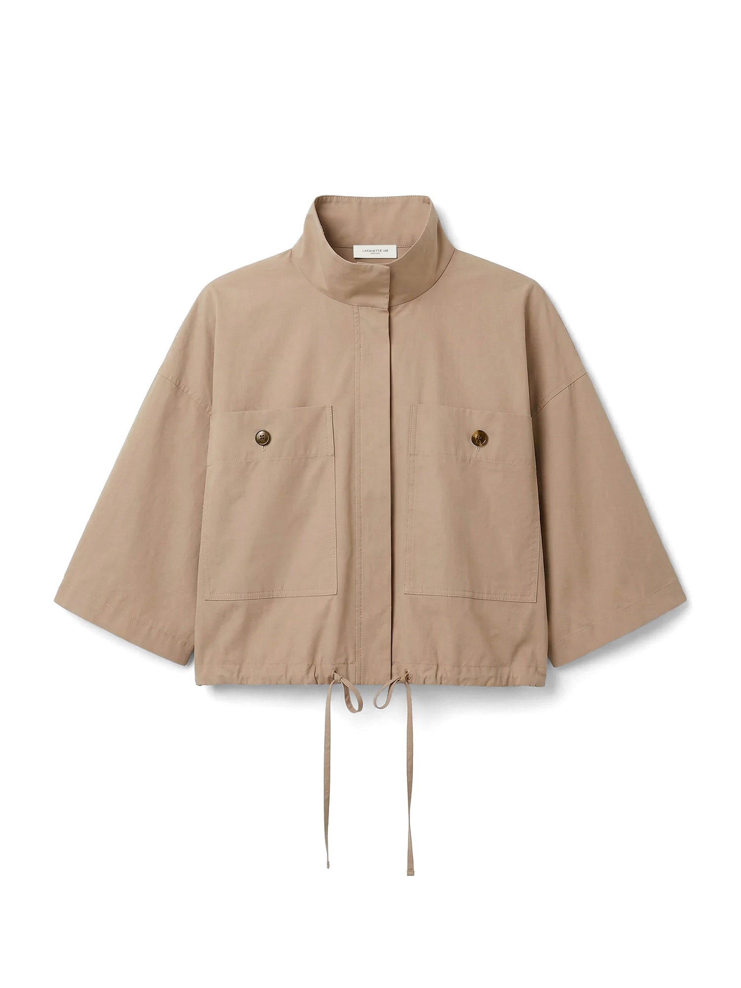 Short-Sleeve Oversized Cotton Shirt Jacket