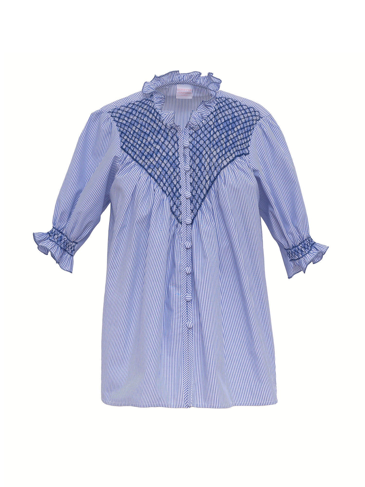 Milvia Smocked Cotton Short-Sleeve Blouse