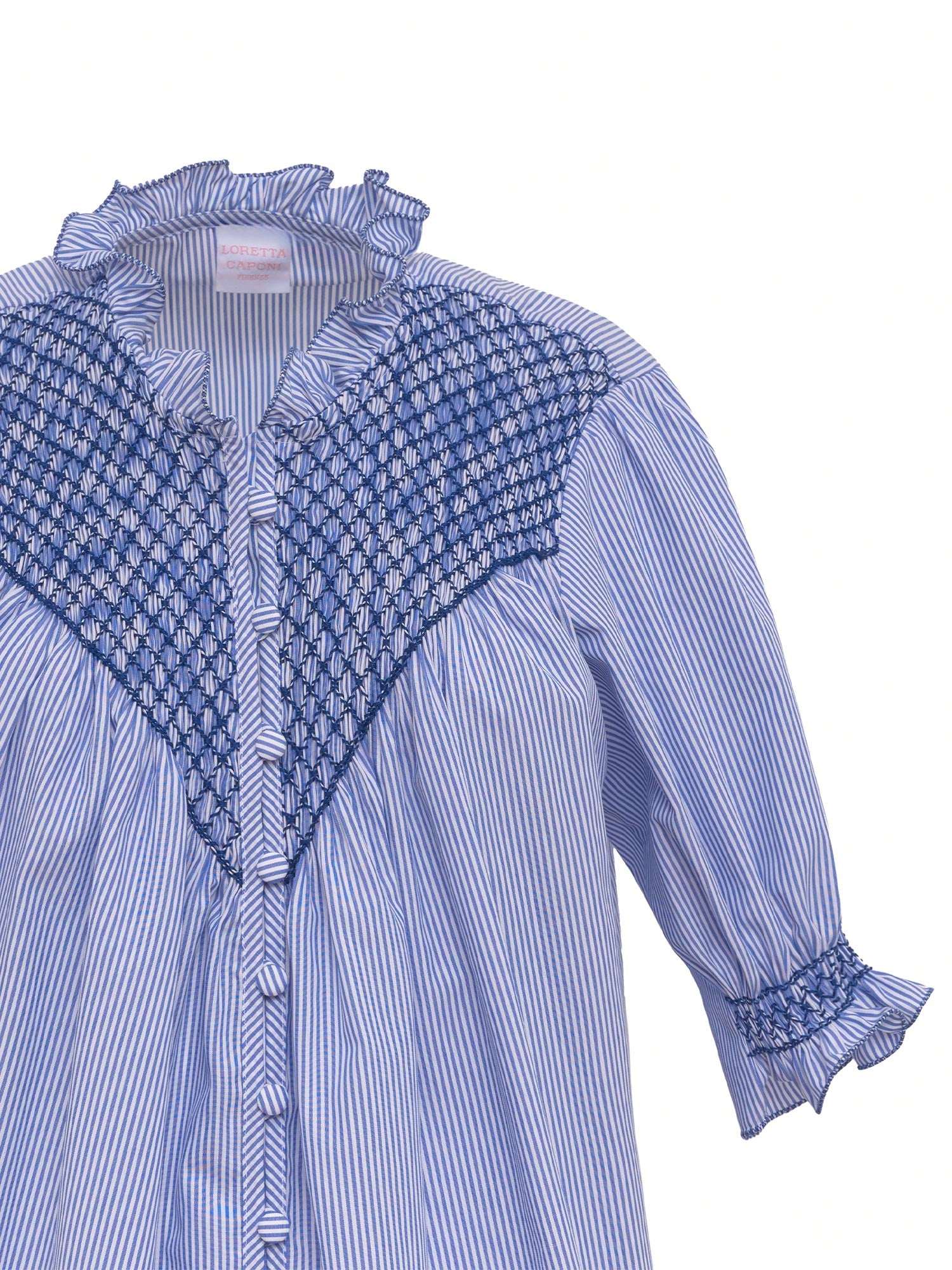 Milvia Smocked Cotton Short-Sleeve Blouse