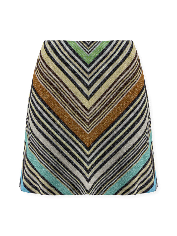 Striped Metallic-Knit Mini Skirt