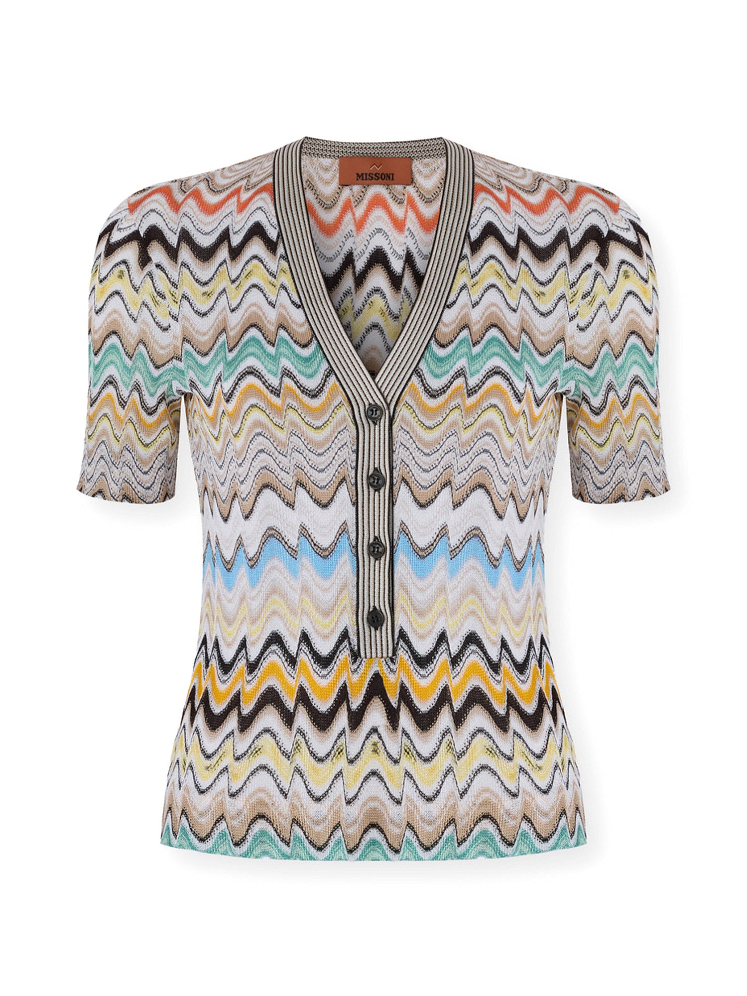 Chevron Knit Short-Sleeve Top