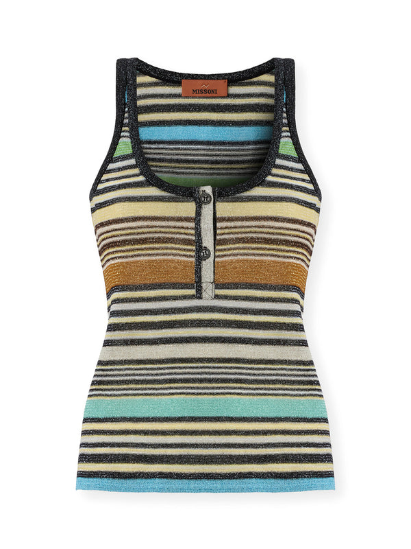 Striped Metallic Knit Tank