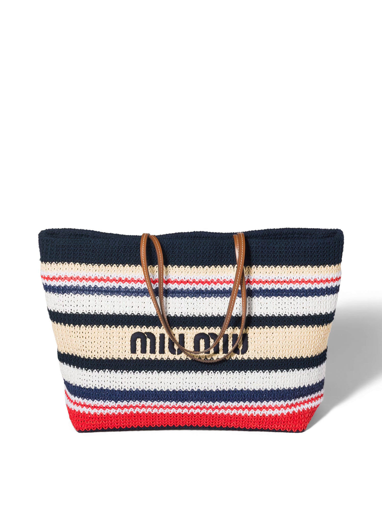 Raffia-Effect Striped Woven Tote
