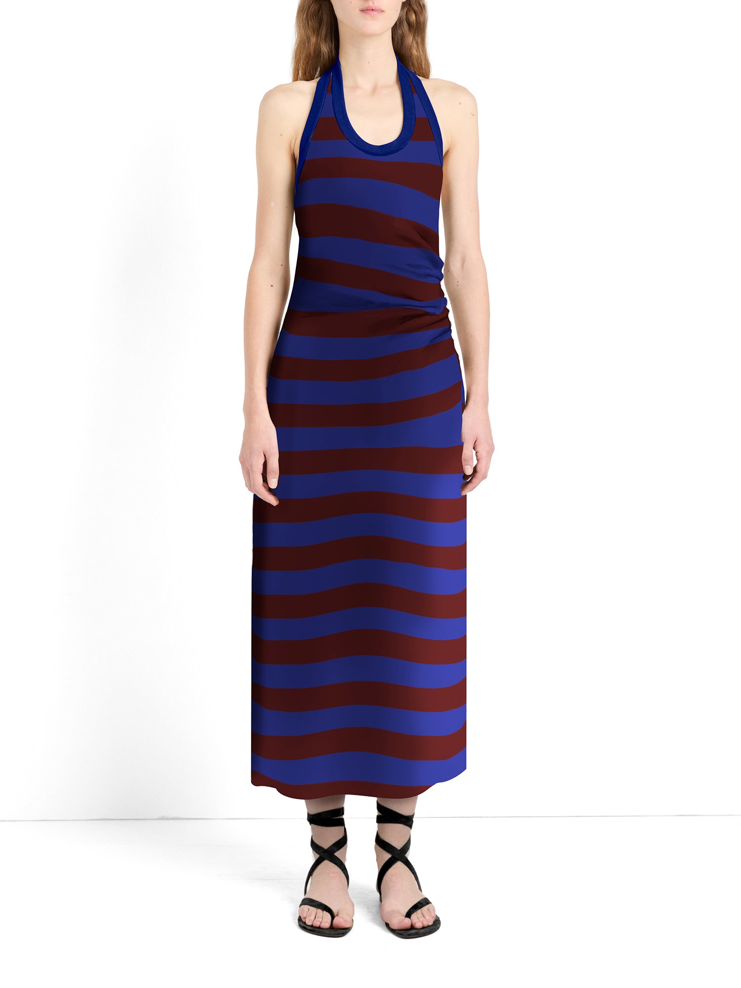 Frann Striped Cotton Halter Midi Dress