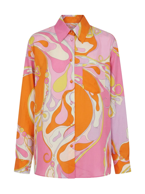 Orchidee Print Cotton Shirt