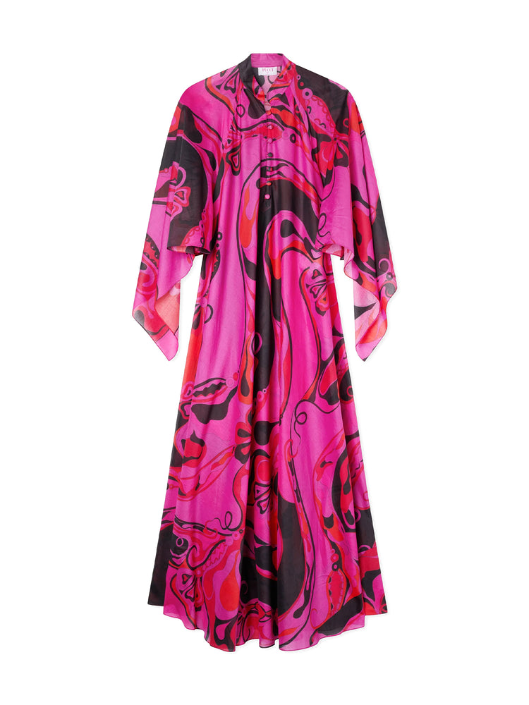 Pucci - Orchidee Print Cotton Kaftan - Size: 38 - Fuchsia & Black Pucci - Orchidee Print Cotton Kaftan - Size: 38 - Fuchsia & Black