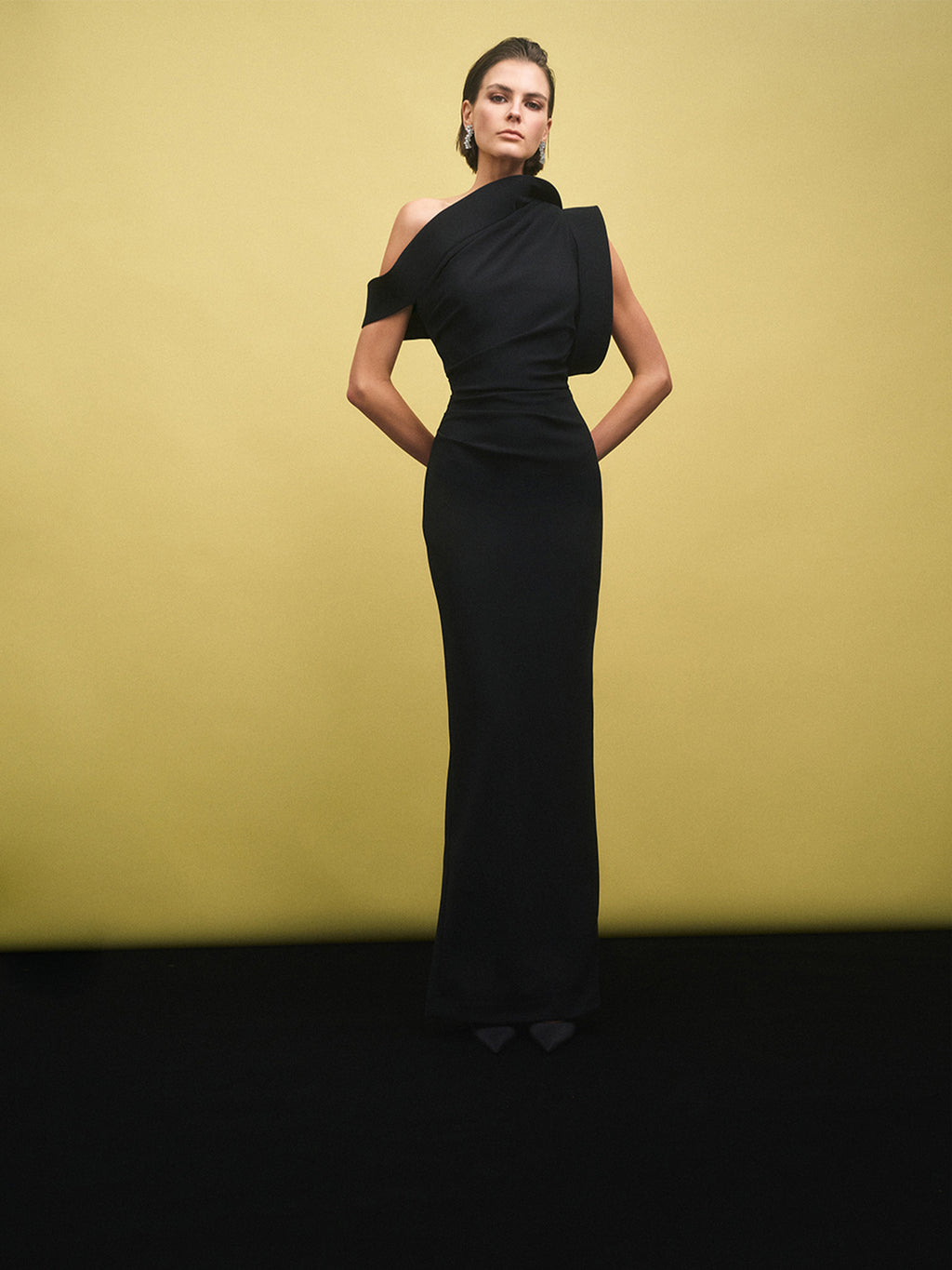 rachel gilbert one shoulder dress Winnie Gown-BLACK / 0