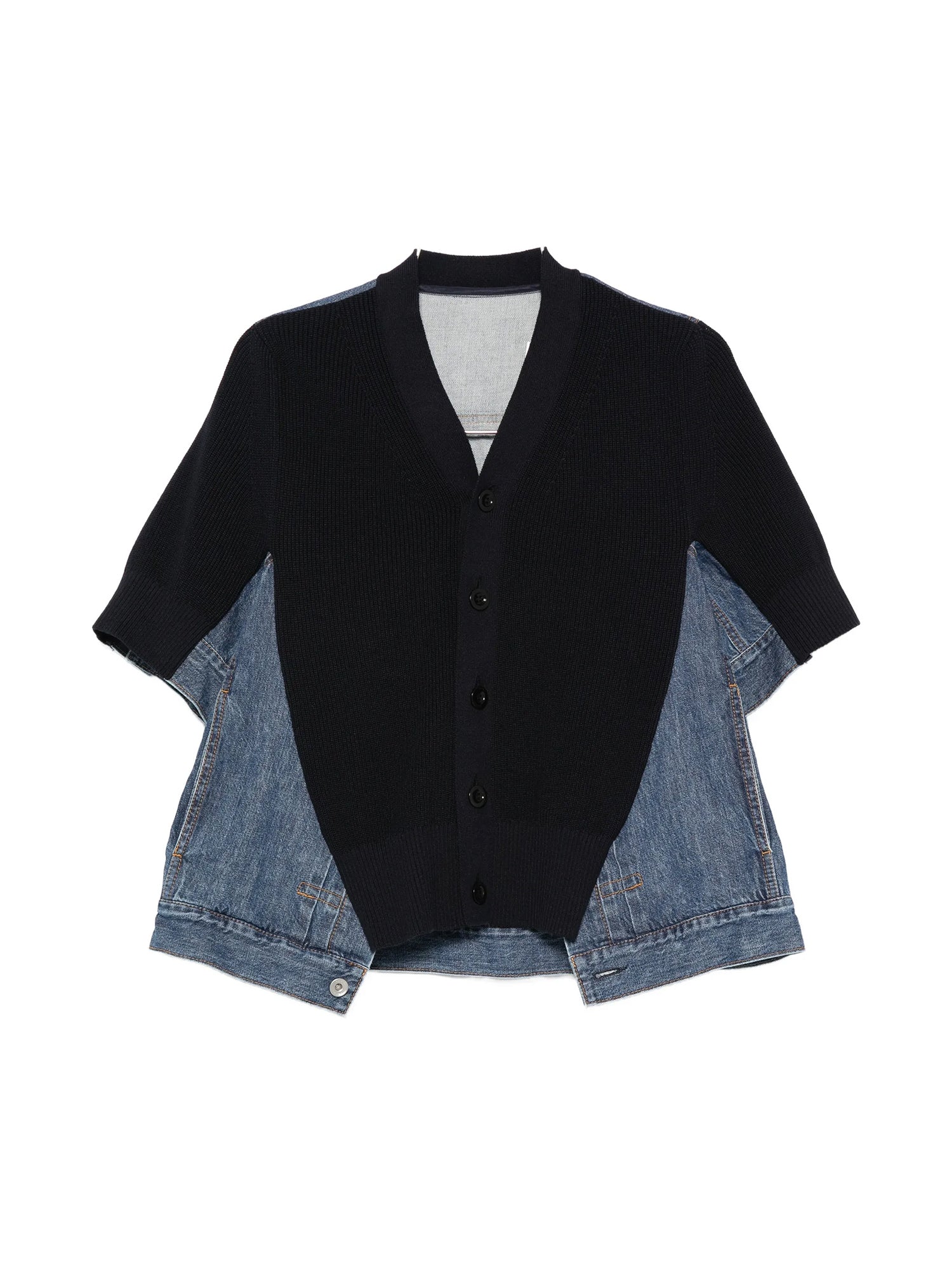Denim x Knit Short Sleeve Cardigan
