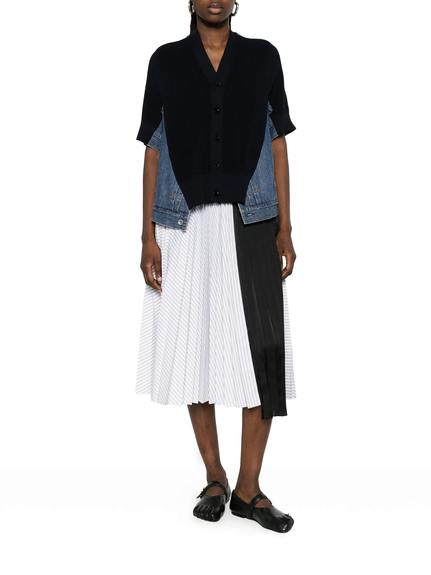 Denim x Knit Short Sleeve Cardigan