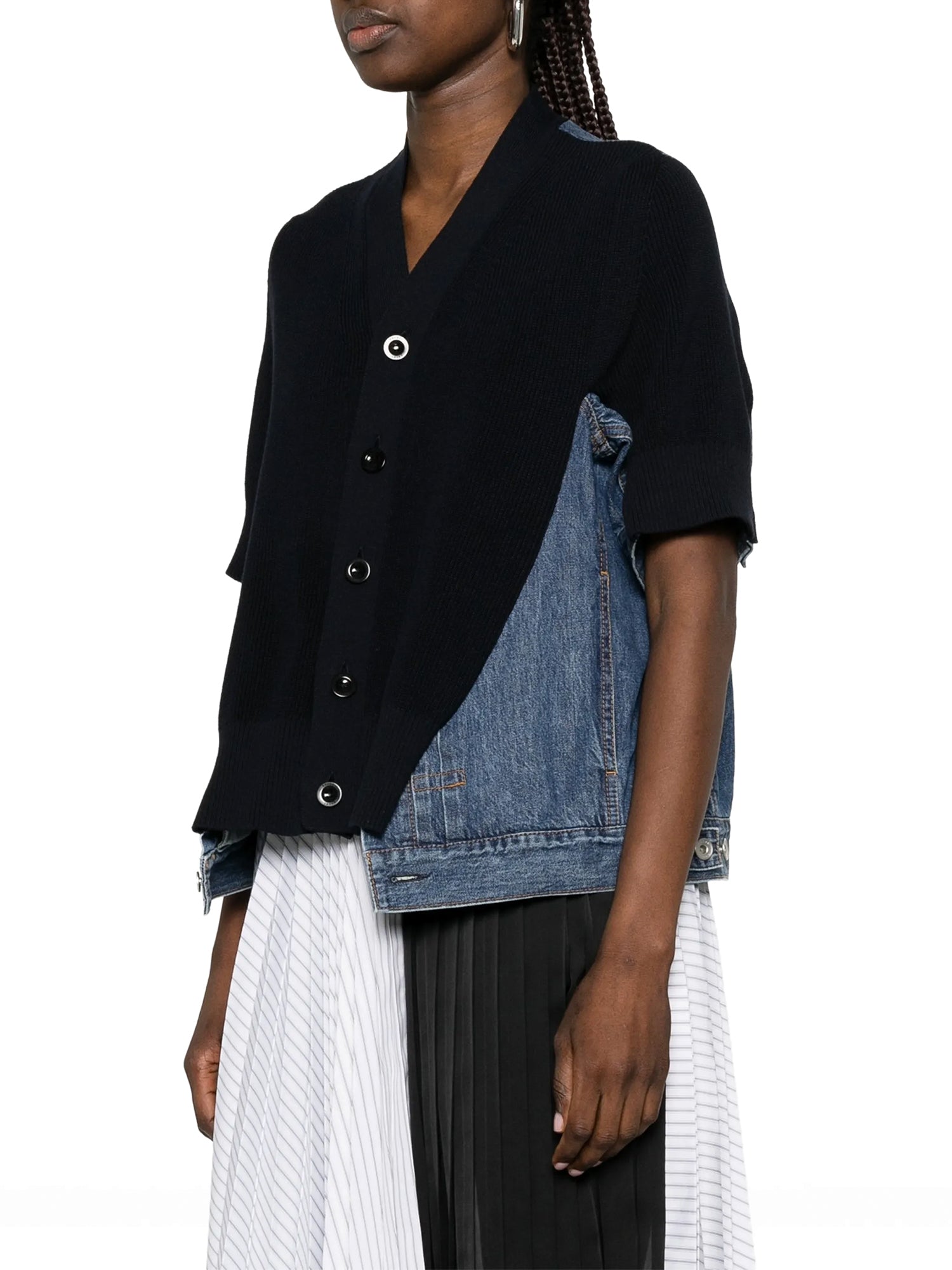 Denim x Knit Short Sleeve Cardigan