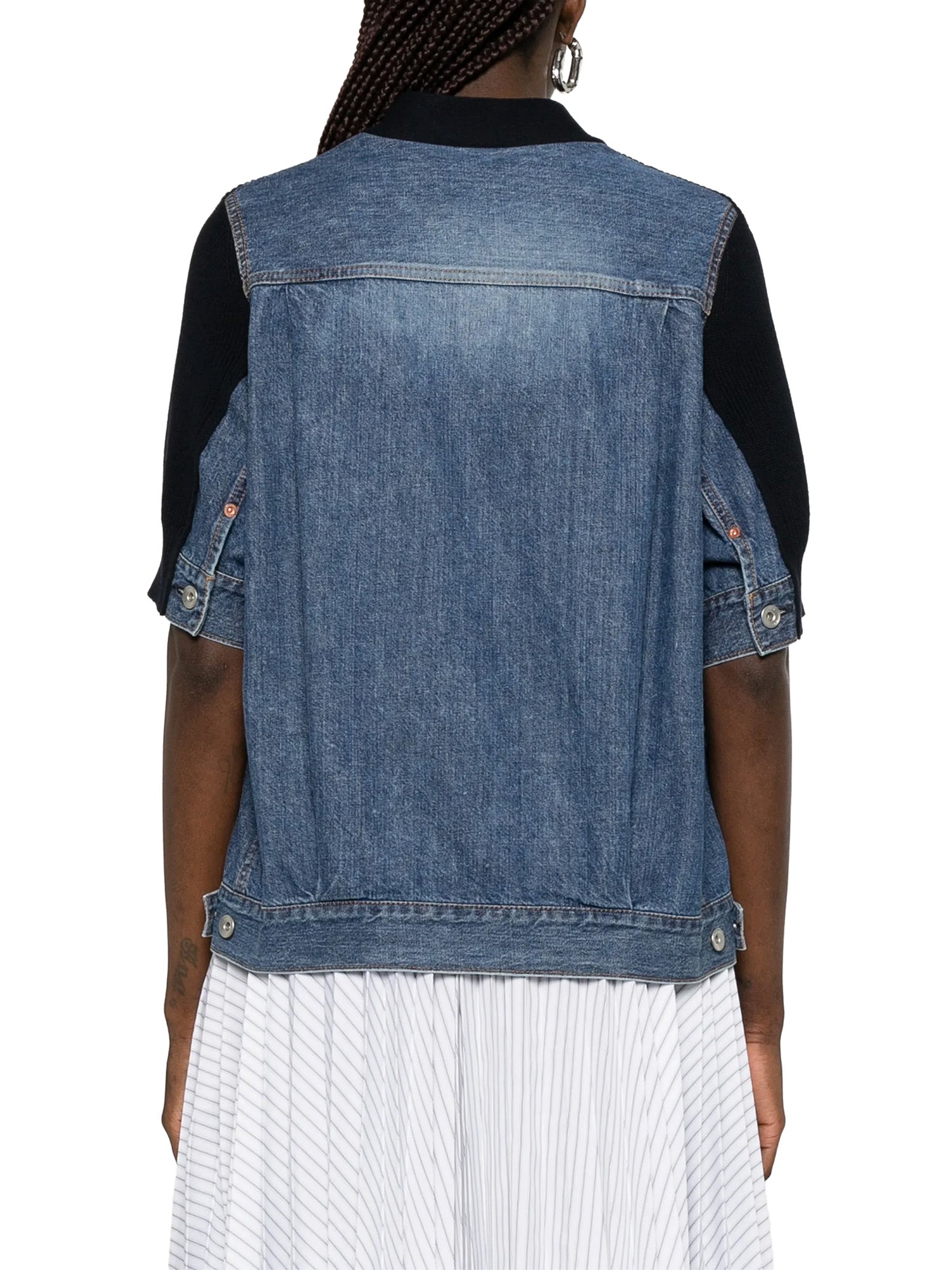 Denim x Knit Short Sleeve Cardigan