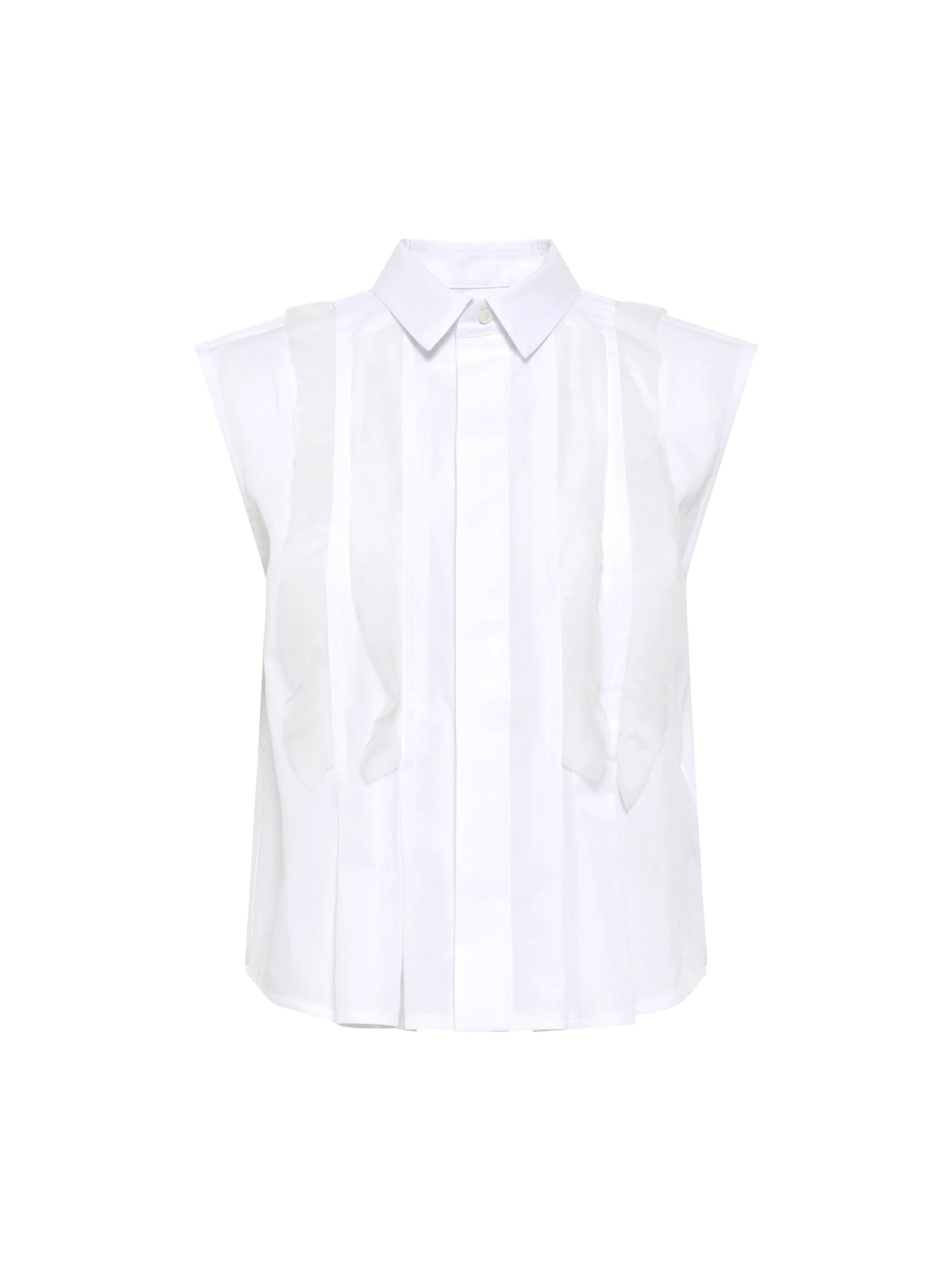 Sleeveless Pleated Poplin Shirt