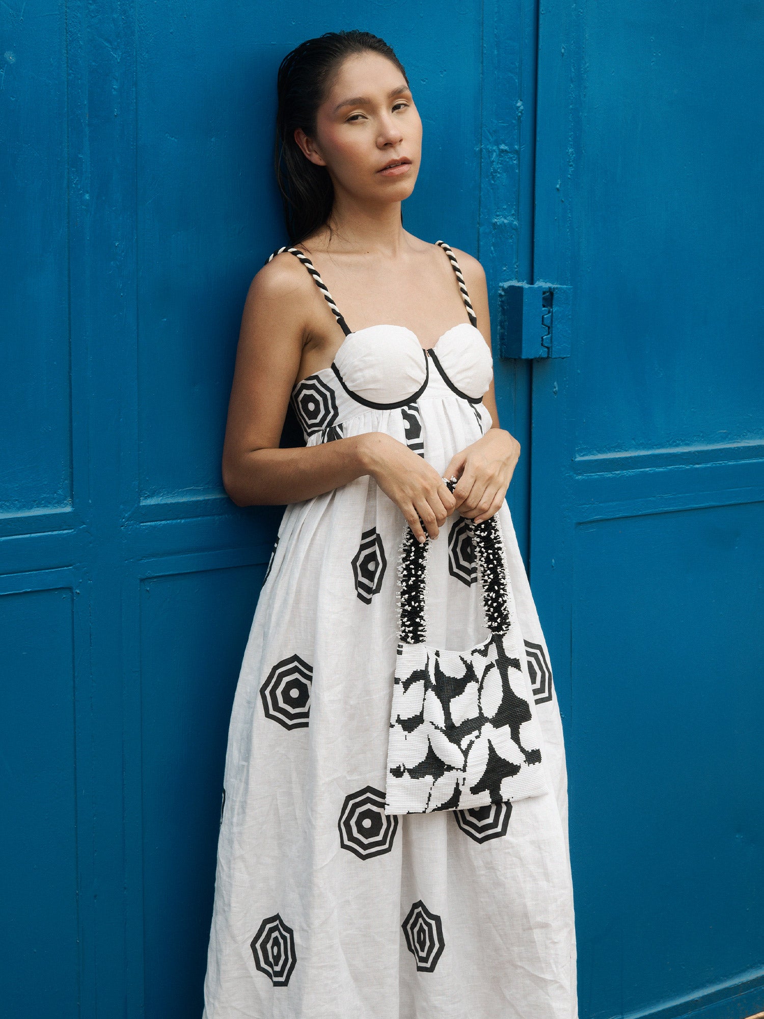Black and White Clash of Prints Bag