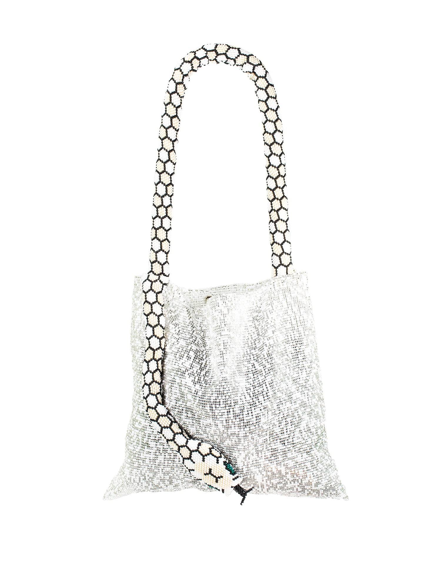 White and Black Large Serpent Bag