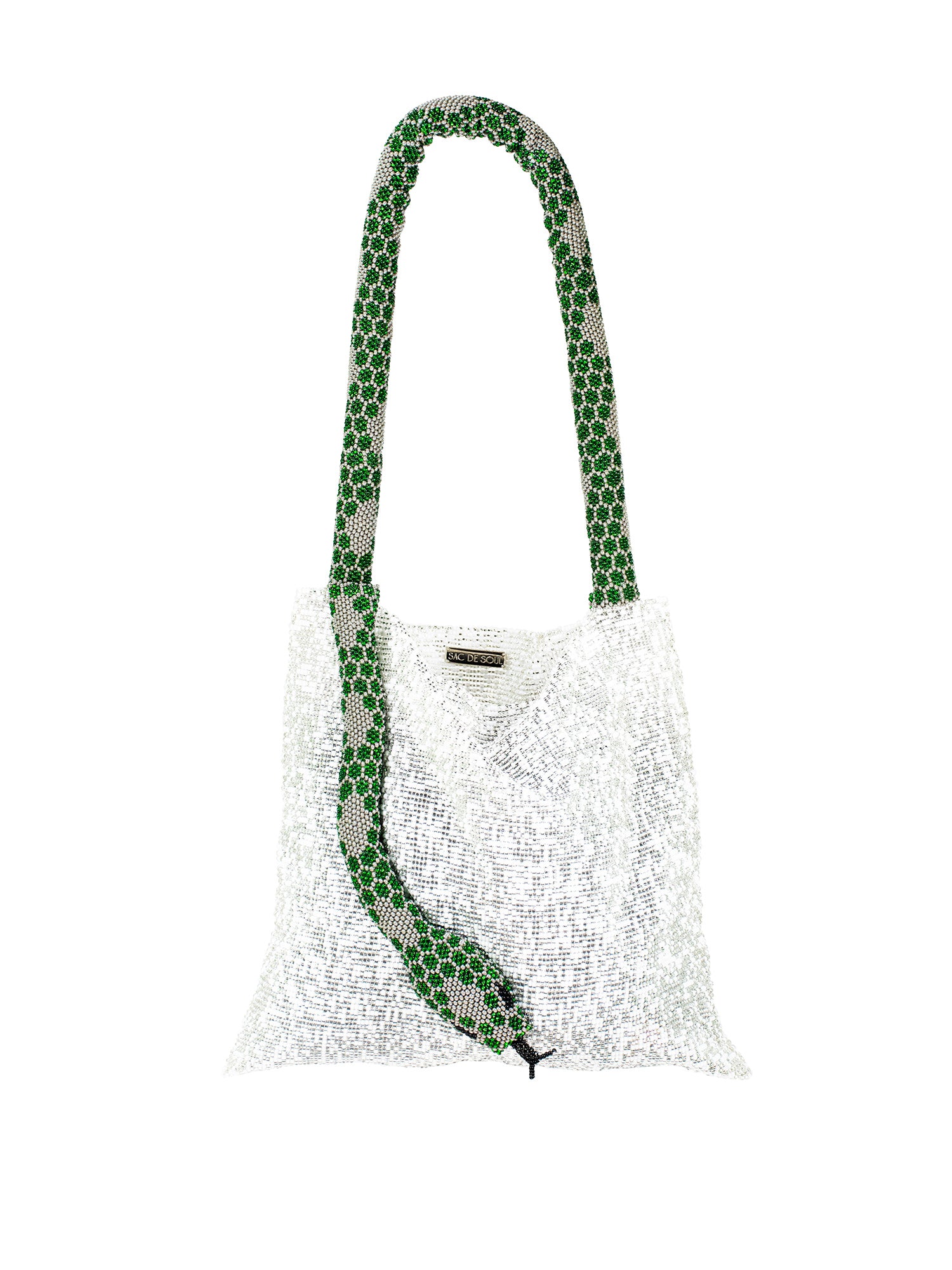 White, Green, and Silver Large Serpent Bag