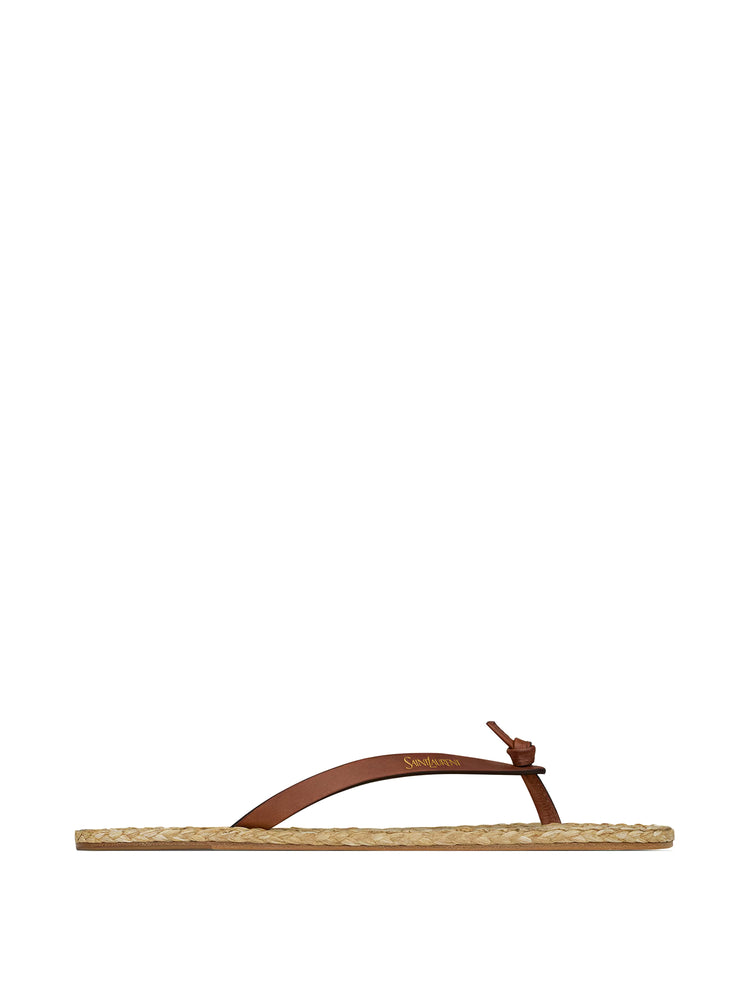 Saint Laurent | Leather and Raffia Flip Flops – Kirna Zabête