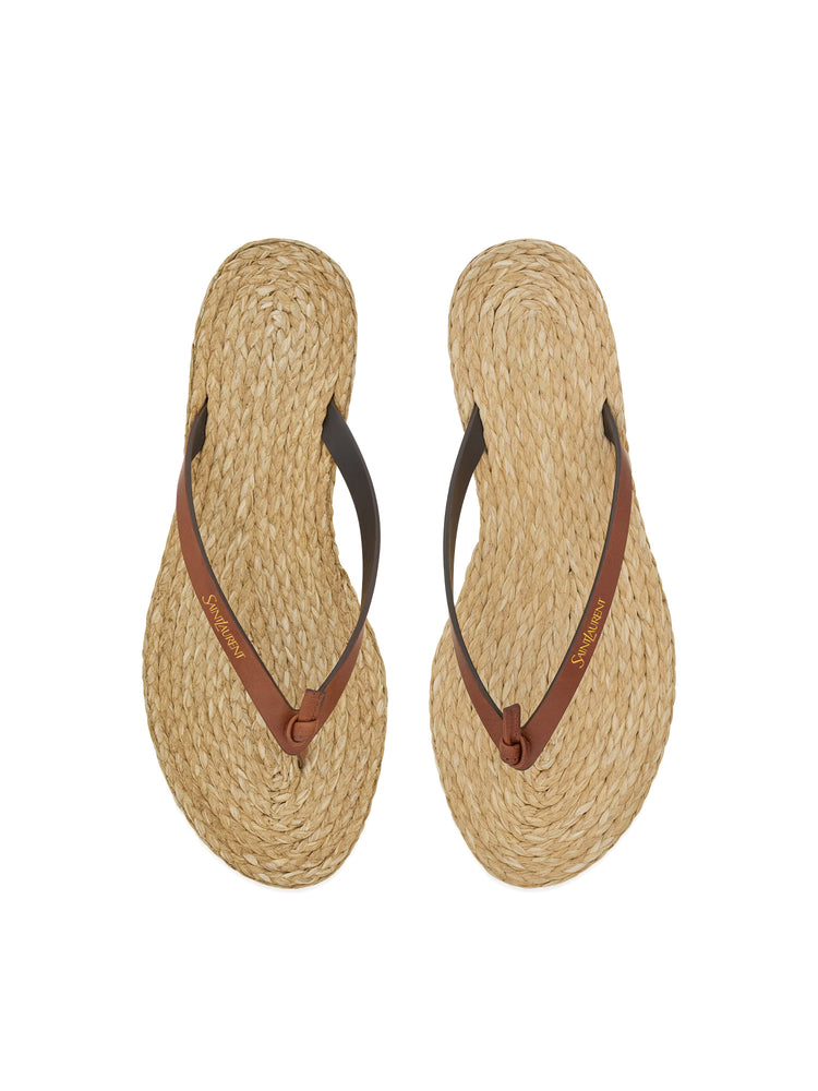 saint laurent ナロータイ Saint Laurent | Leather and Raffia Flip Flops – Kirna Zabête