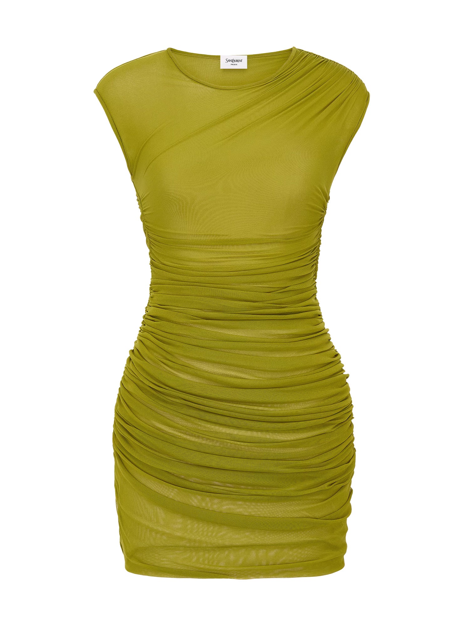 Ruched Tulle Jersey Mini Dress
