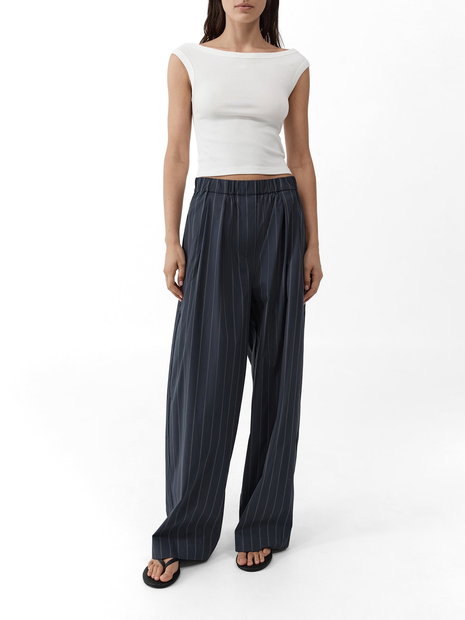 Striped Relaxed Pleat Pants
