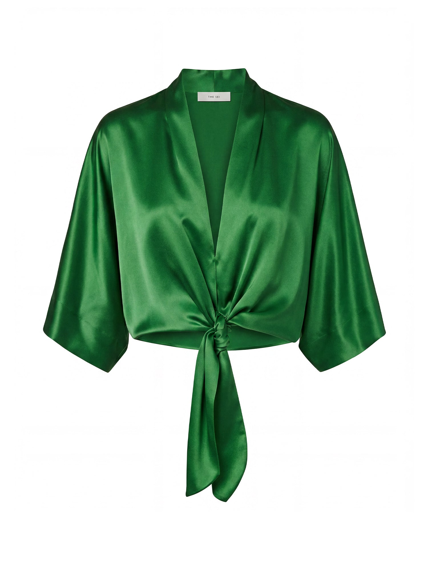 Dolman Tie-Front Silk Blouse