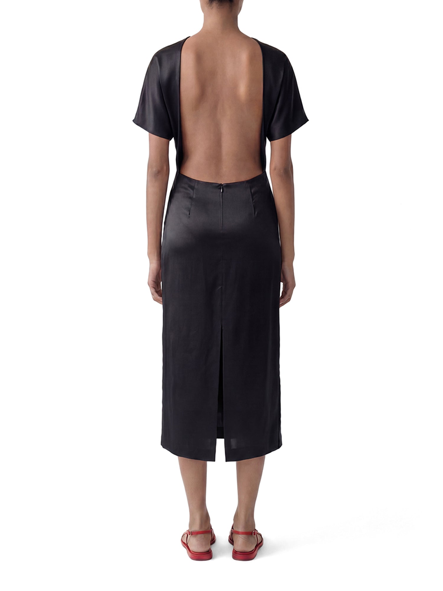 Aker Backless Satin Midi Dress