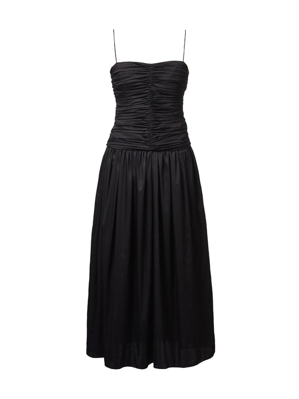 Amina Ruched Cotton Midi Dress