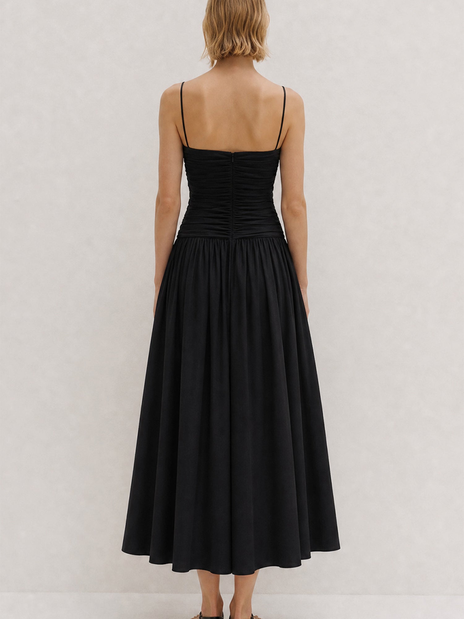 Amina Ruched Cotton Midi Dress