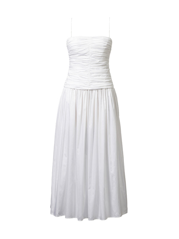 Amina Ruched Cotton Midi Dress