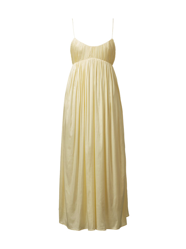 Katrine Pleated Satin Maxi Dress
