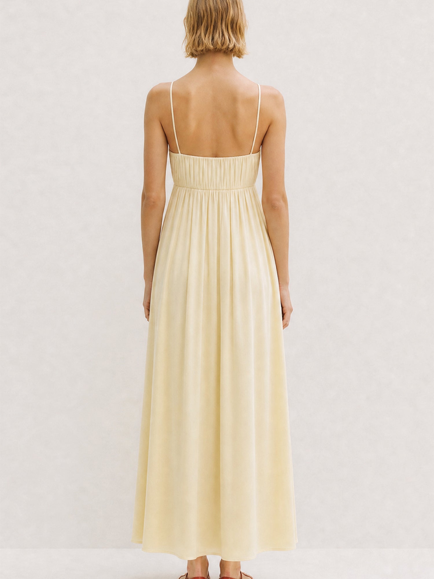 Katrine Pleated Satin Maxi Dress