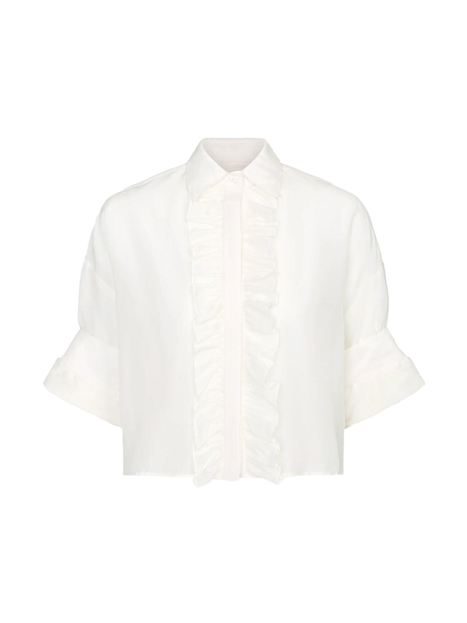 Cotton Silk Organza Next Ex Shirt with Ruffle