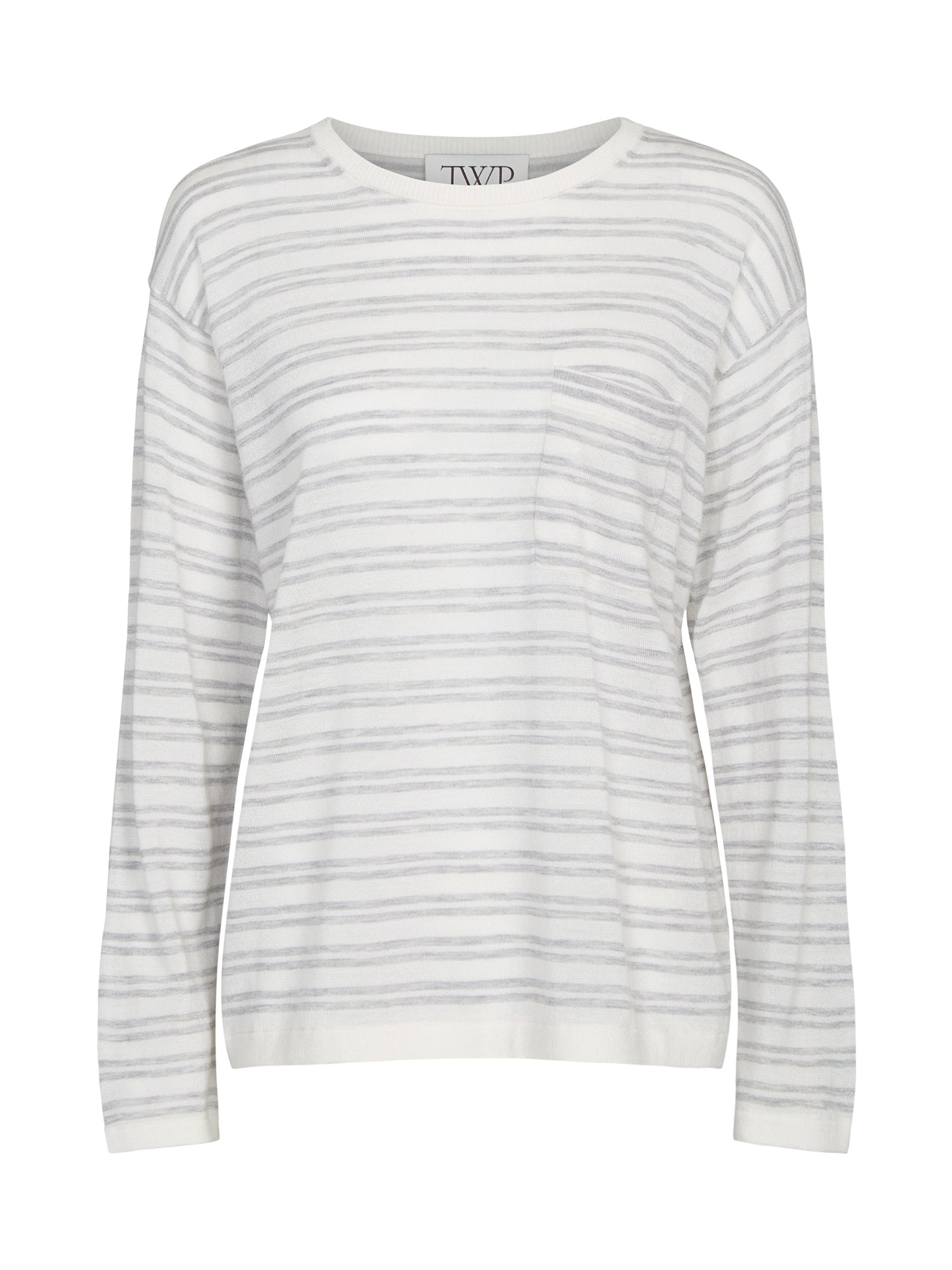 Cashmere Striped Long Sleeve True Crewneck