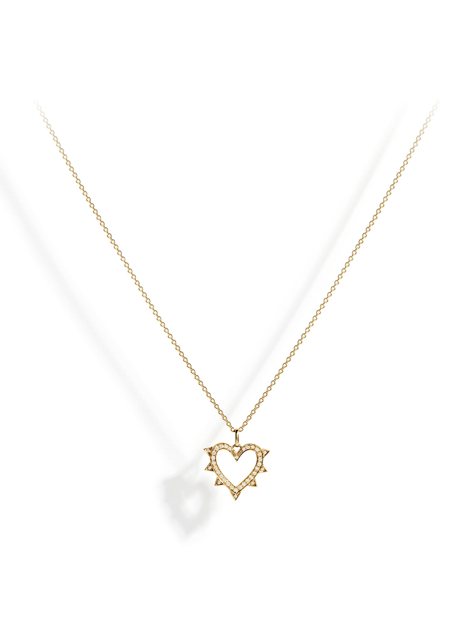 Yellow Gold and Diamond Rockaway Heart Necklace