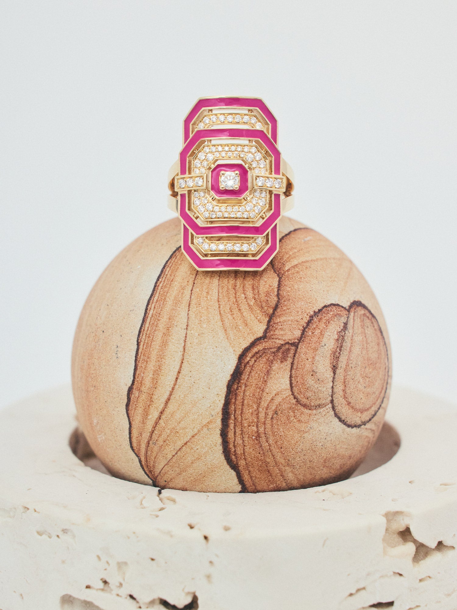 Yellow Gold, Enamel, and Diamond My Way Ring