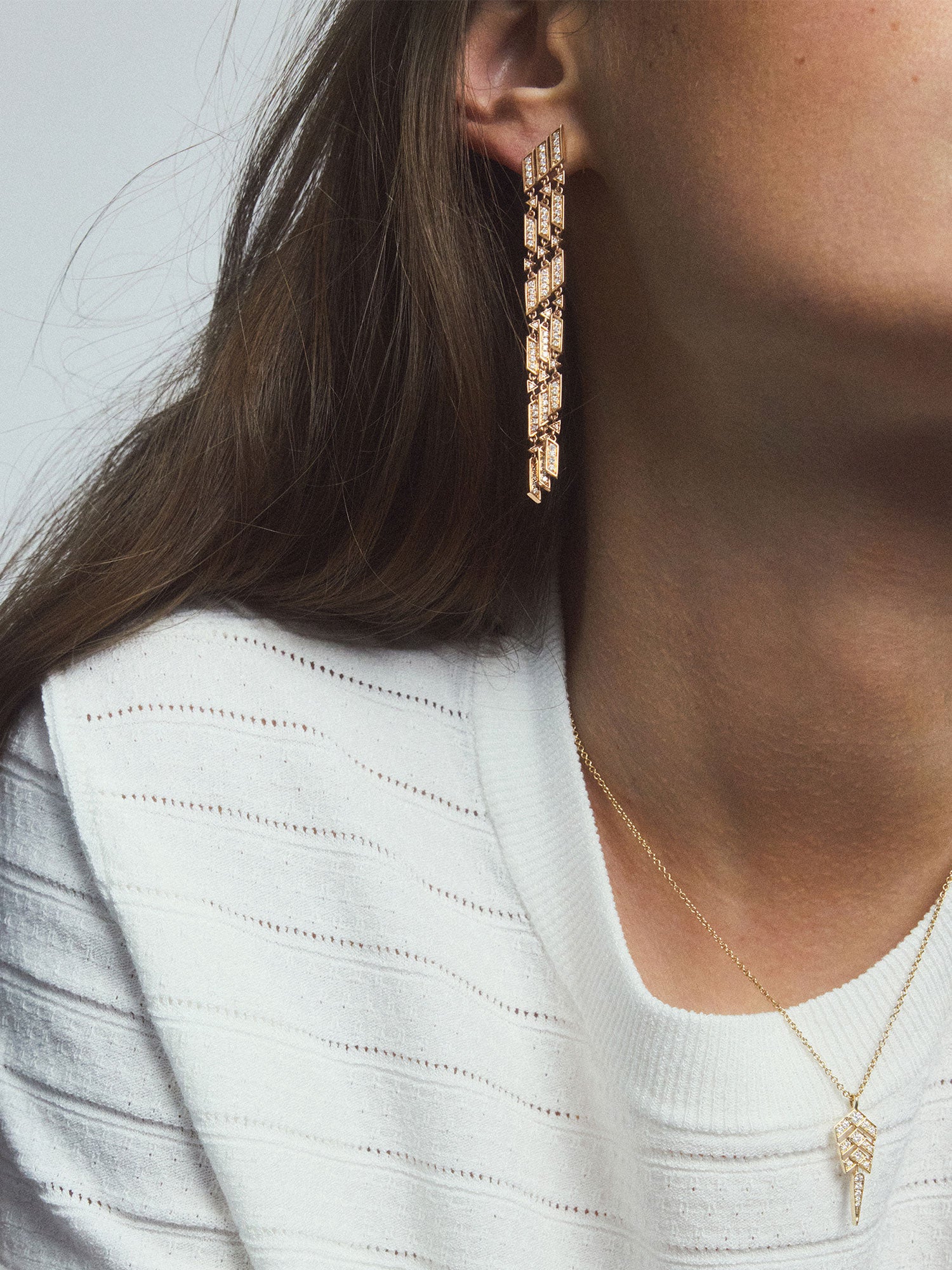 Yellow Gold and Diamond Stairway S Necklace
