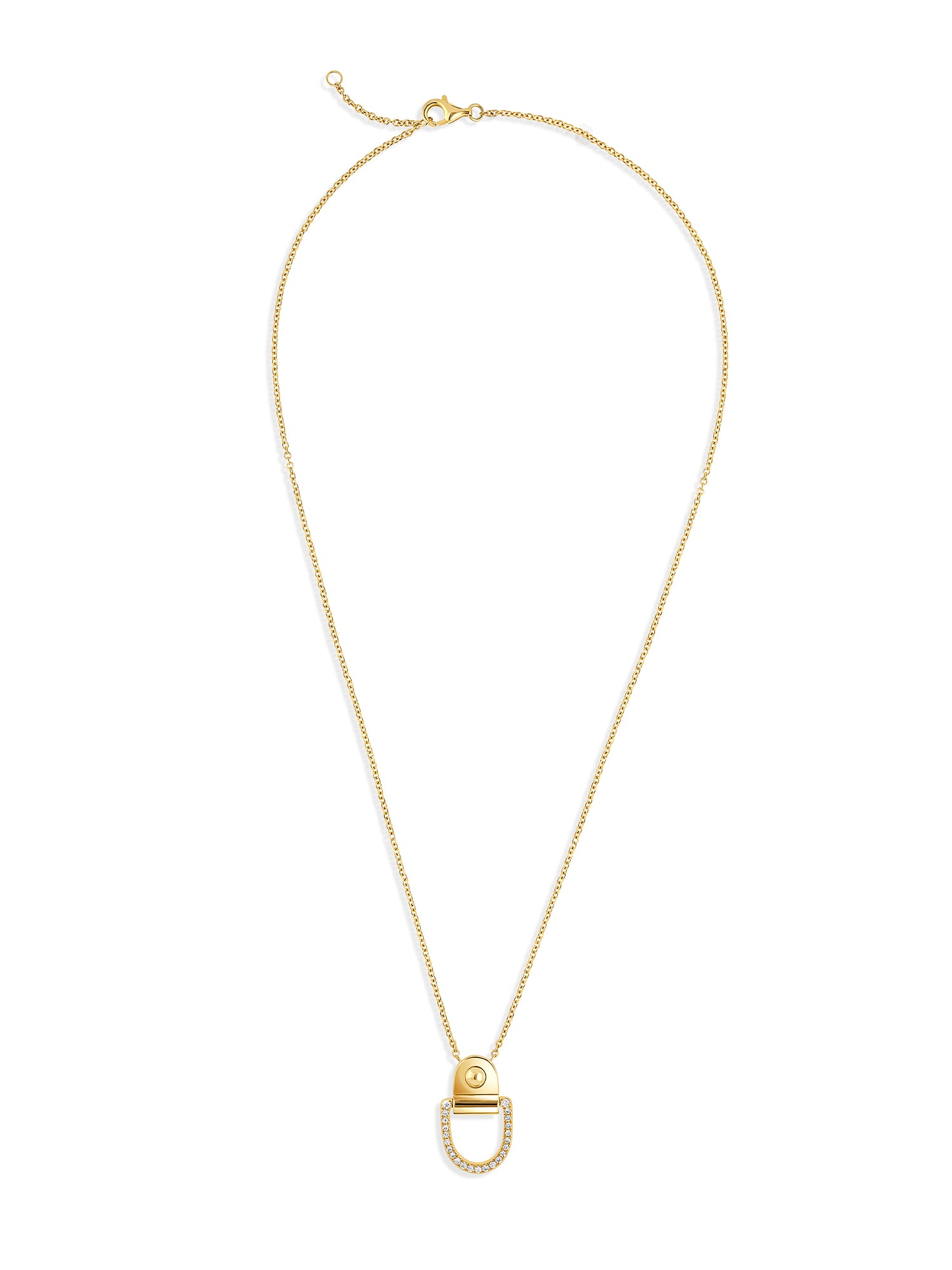 Yellow Gold and Diamond Rivet M Necklace