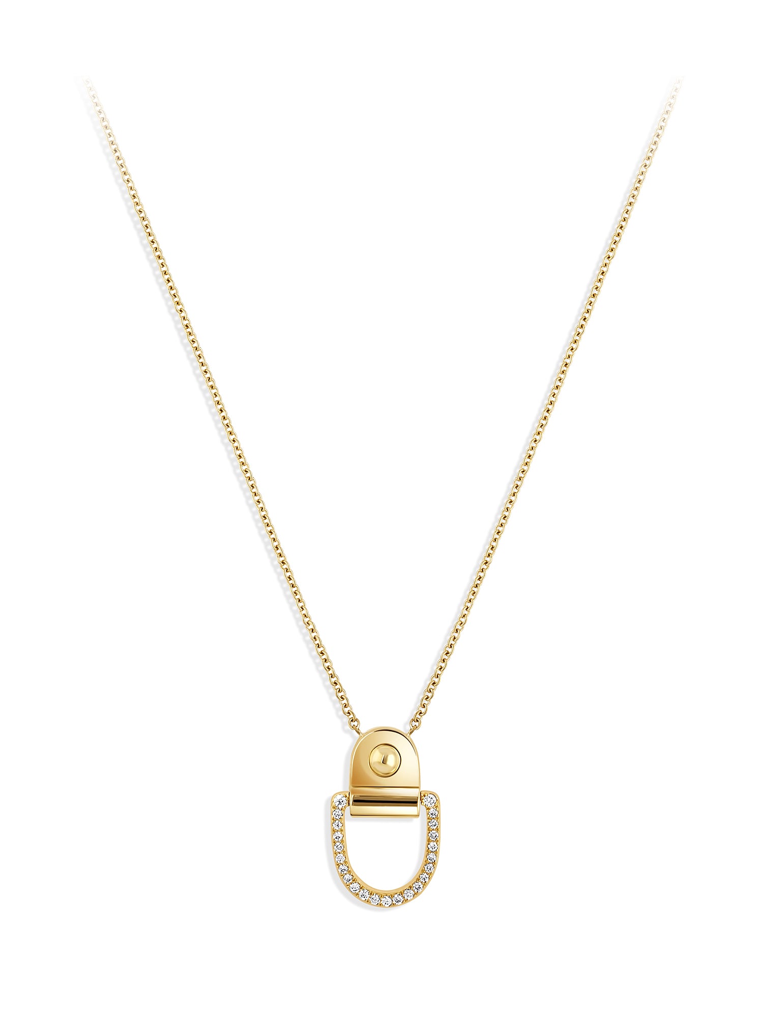 Yellow Gold and Diamond Rivet M Necklace