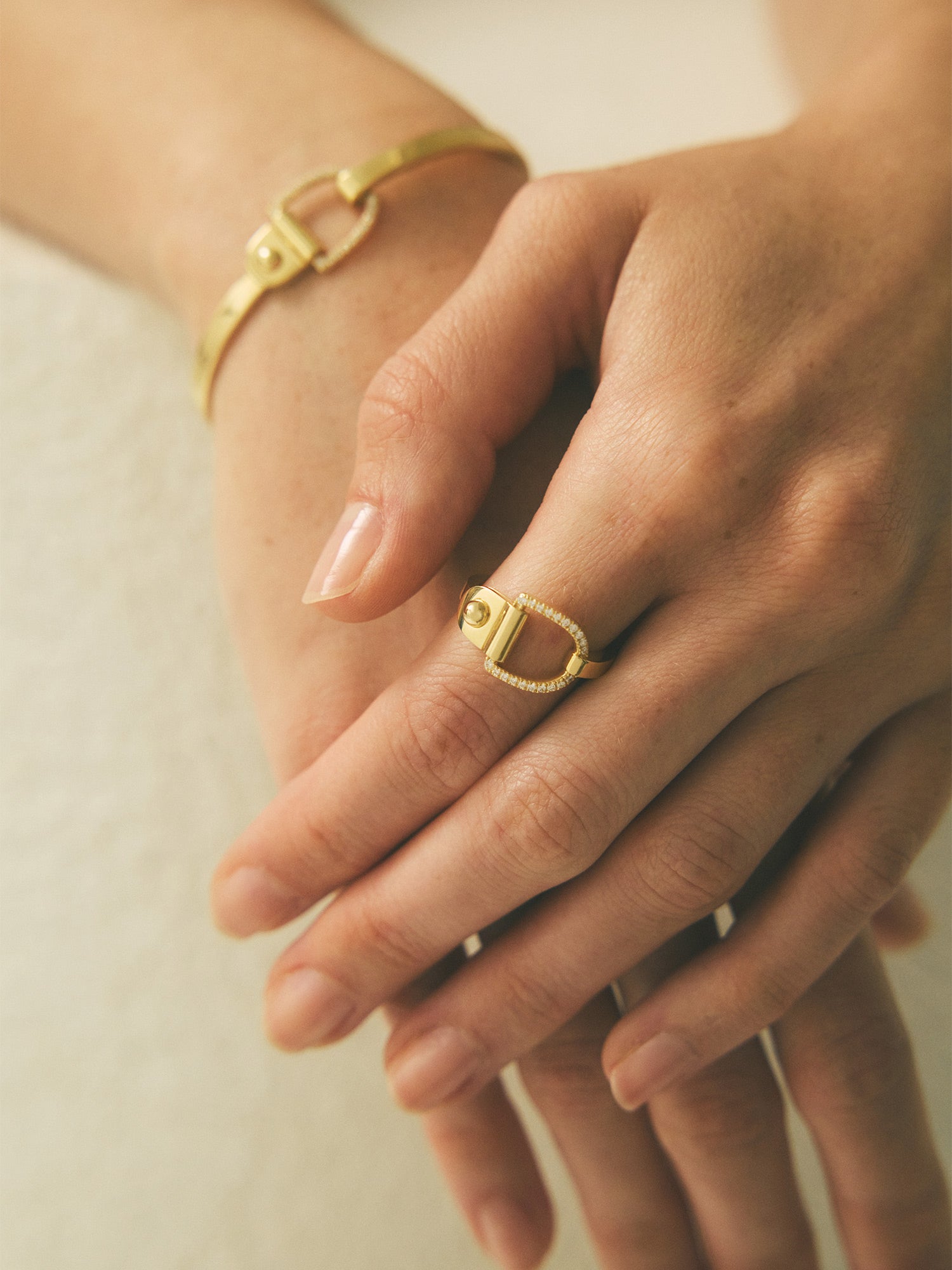 Yellow Gold and Diamond Rivet Ring