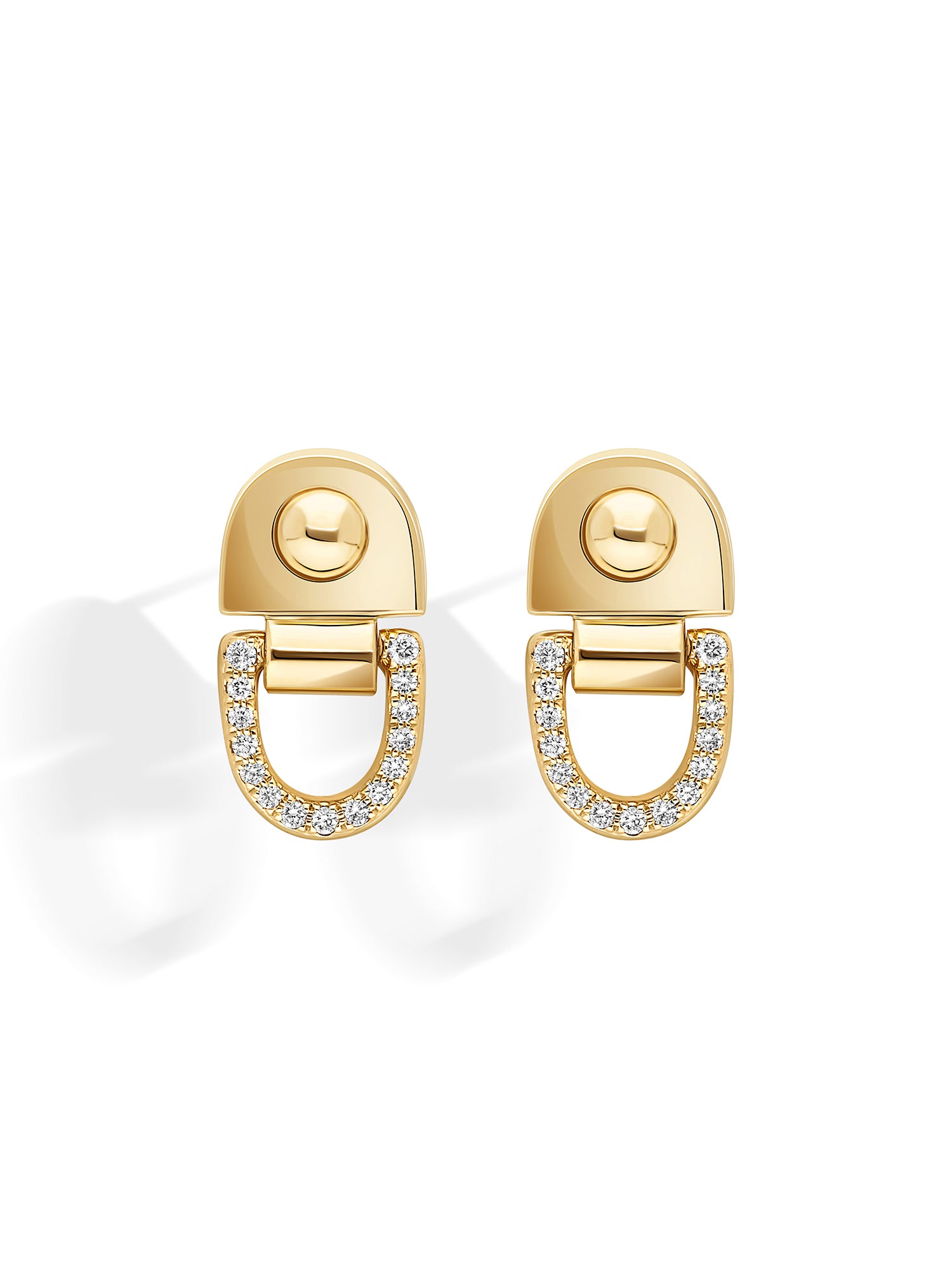 Yellow Gold and Diamond Rivet S Earrings